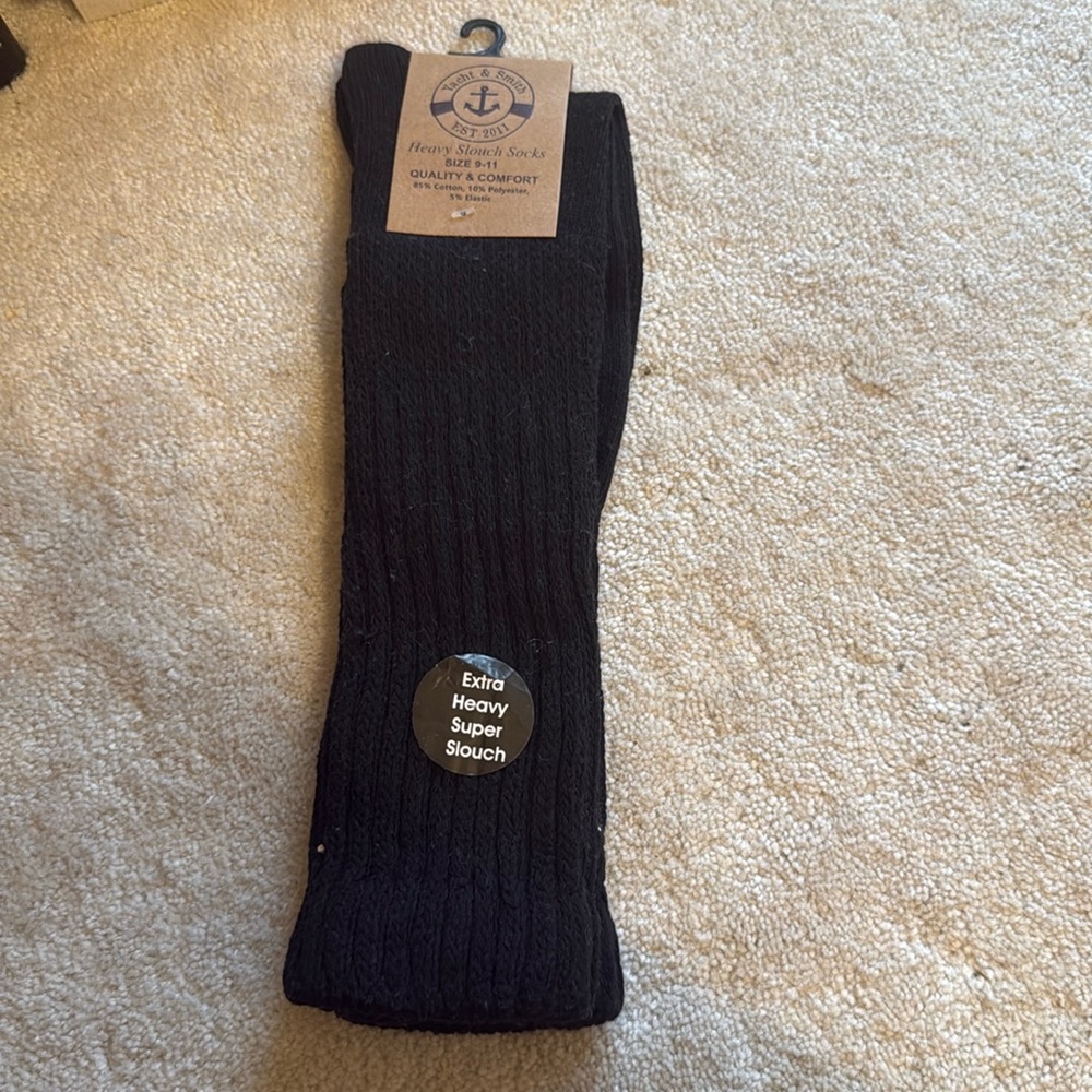 Black slouch socks. Scrunch socks
